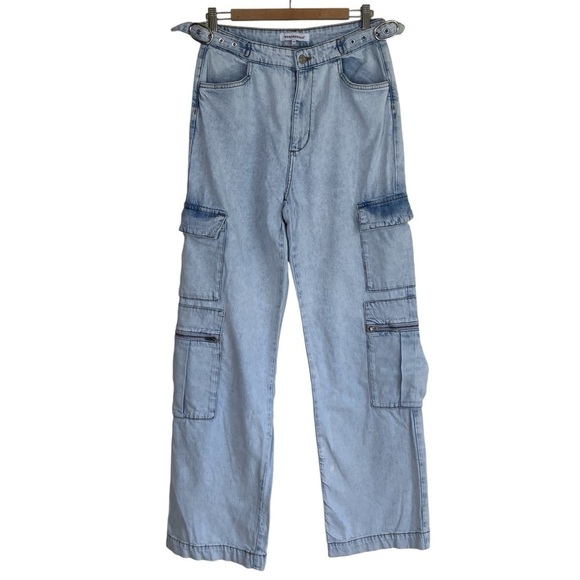 WeWoreWhat x Revolve Utility Cargo Straight Leg Jeans 90s Light Wash Flawed 29 - Picture 2 of 16